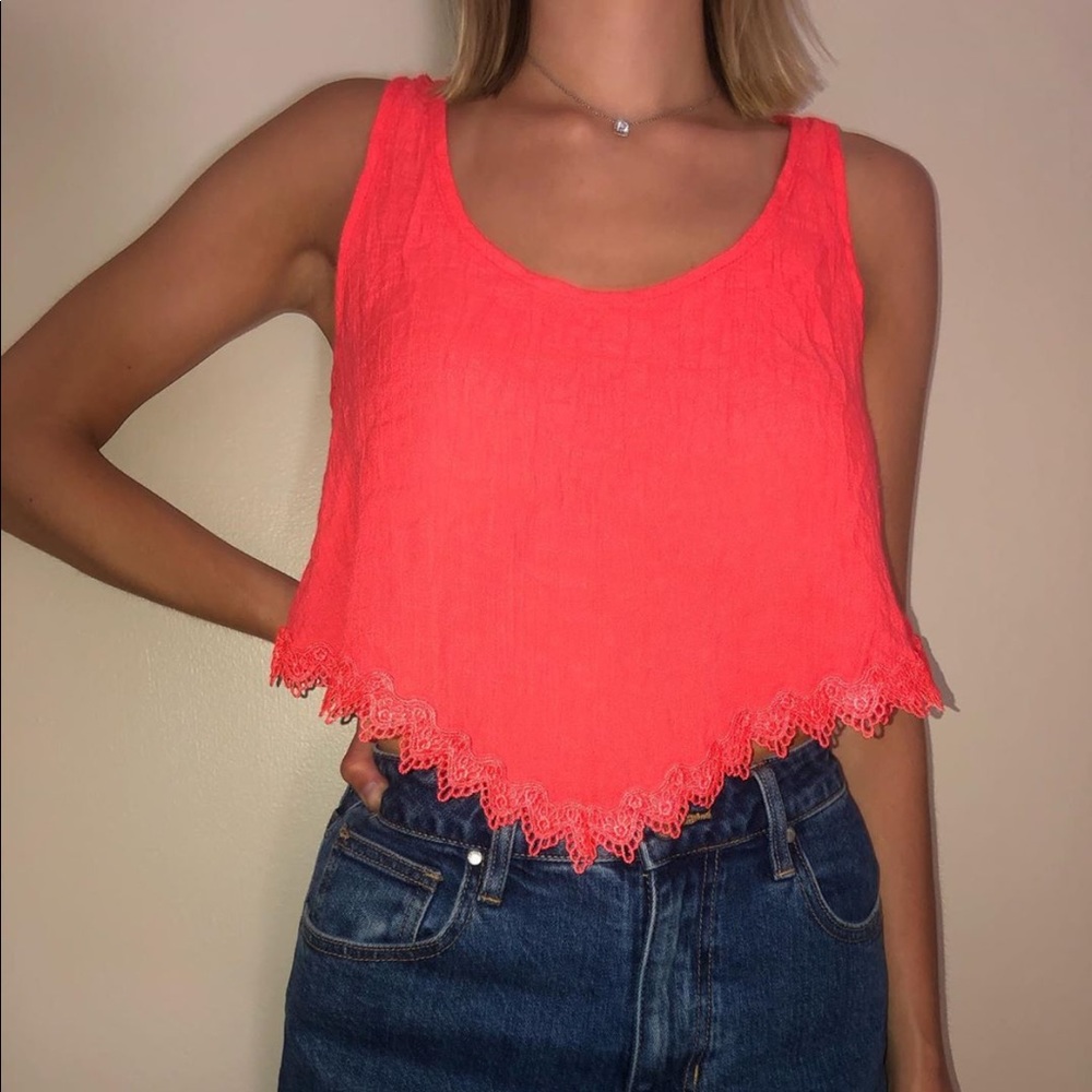 Bright orange crop top